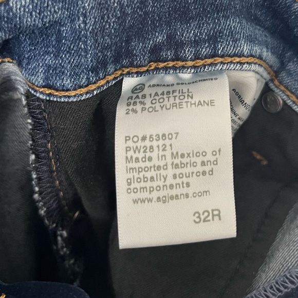 AG Mari Crop Slim Straight Jeans Size 32 High Rise Stretch Denim Faded Wash - Picture 10 of 11